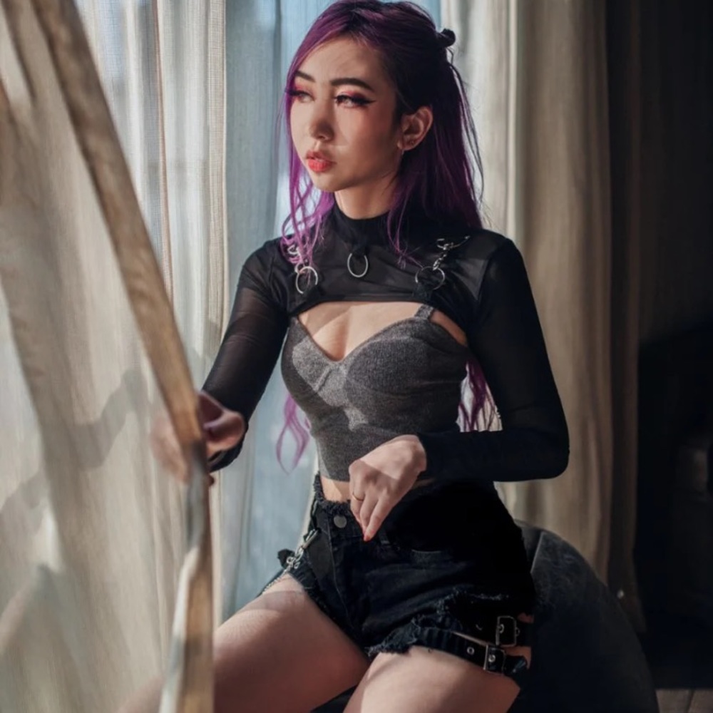 LYCHEE Clove Mesh Super Crop Top